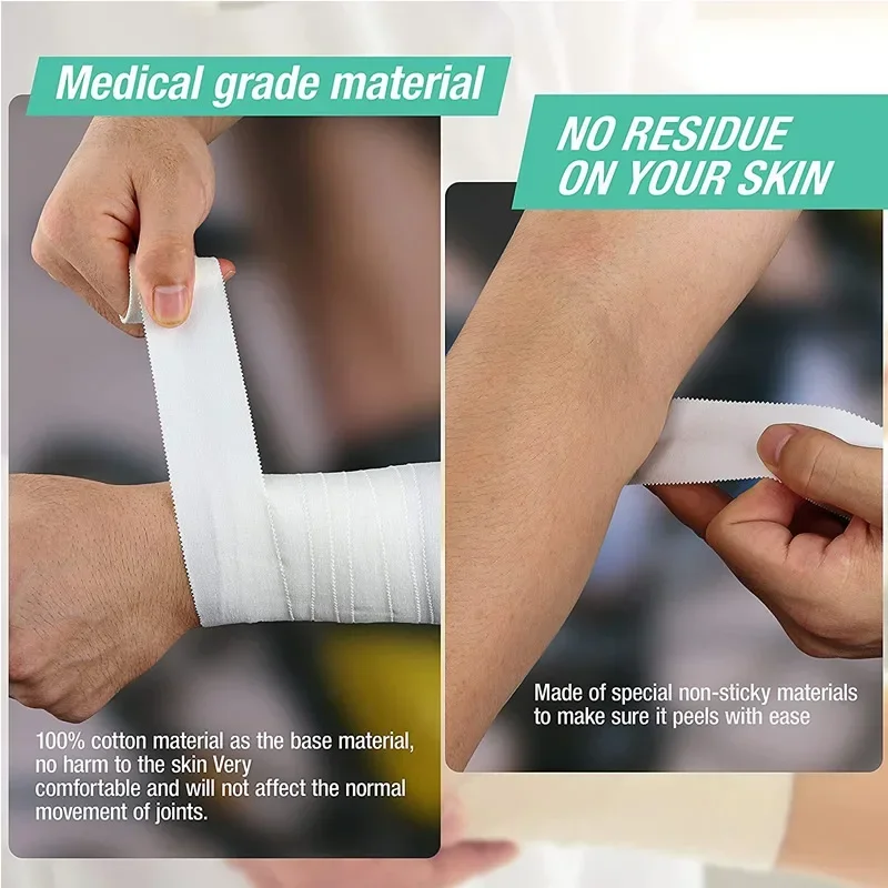 1pc atletische sport witte katoenen tape zaagtand zelfklevend verband voor spierknie pols vingers wrap bescherming spierondersteuning