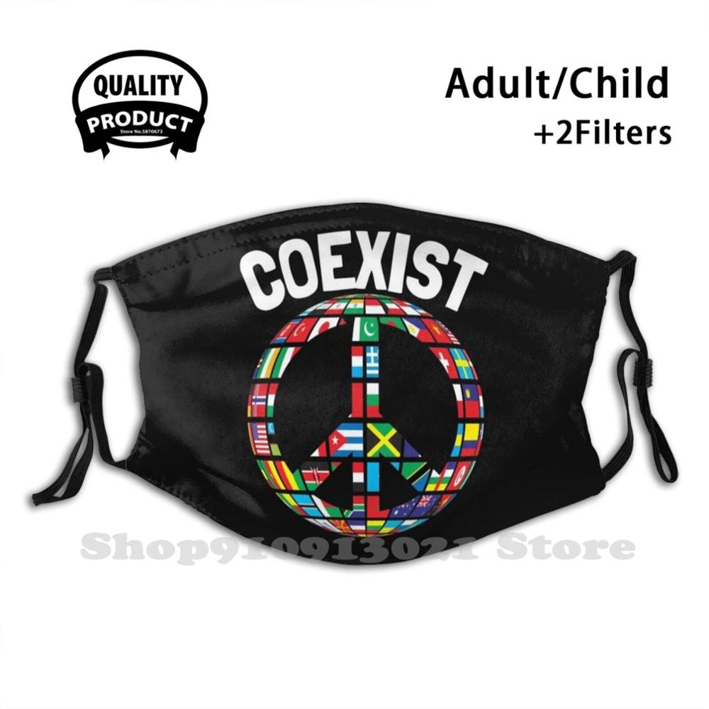 Coexist en paz, suave y cálida mascarilla facial, bufanda deportiva, Coexist paz, religión, mundo, cristiano, Judaísmo, amor, fe, Islam: Mask / Child Size