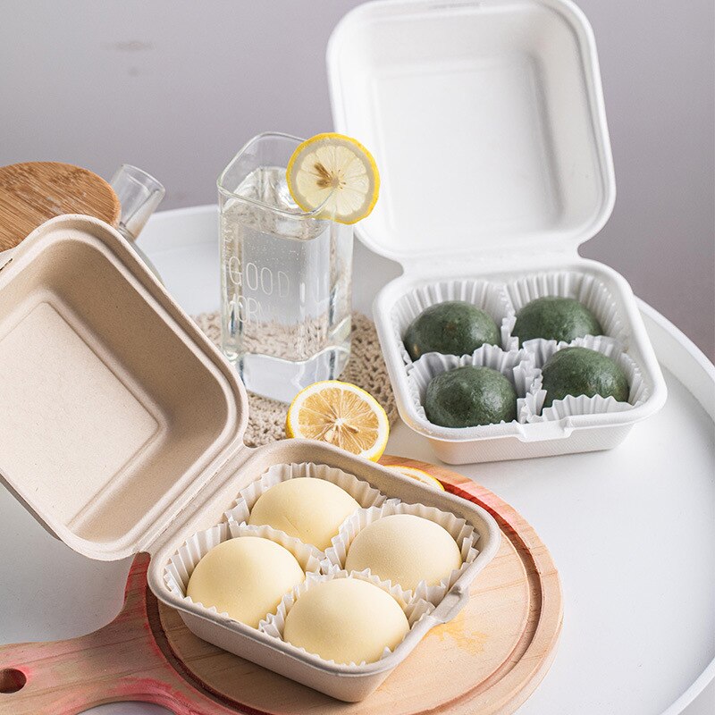 10PCS Disposable Bento Lunch Box Baking Cake Food Containers Dessert Bento Box Disposable Food Containers Disposable