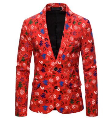 Adisputent Drucken Anzug Weihnachten Muster Herren Blazer Jacke Flache Barge Kragen Herren fashionmen Gothic Party Blazer