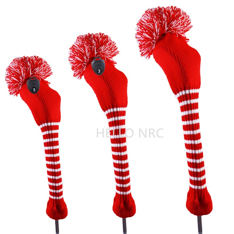 HELLO NRC – couvre-tête en bois tricoté hybride pour Clubs de Golf 3 pièces/ensemble, pilote UT, Fairway, 1 3 5: red 13UT