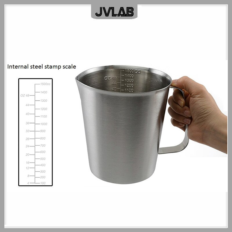 Sakeutus 304 ruostumattomasta teräksestä valmistettu mittakuppi 1500ml maito teekuppi, kahvi, nesteen mittakuppi asteikolla ei ruostu  h 153mm