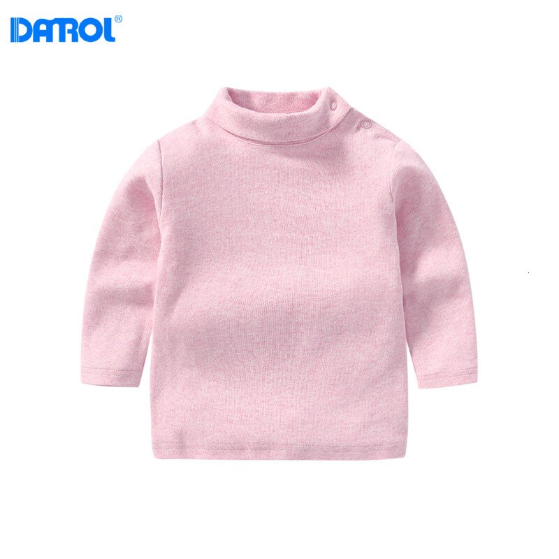 Kinderen Winter Katoen Coltrui Dieptepunt Shirt Dieptepunt Shirt Ondergoed Meisjes Jongens Kinderkleding: Roze / 18m