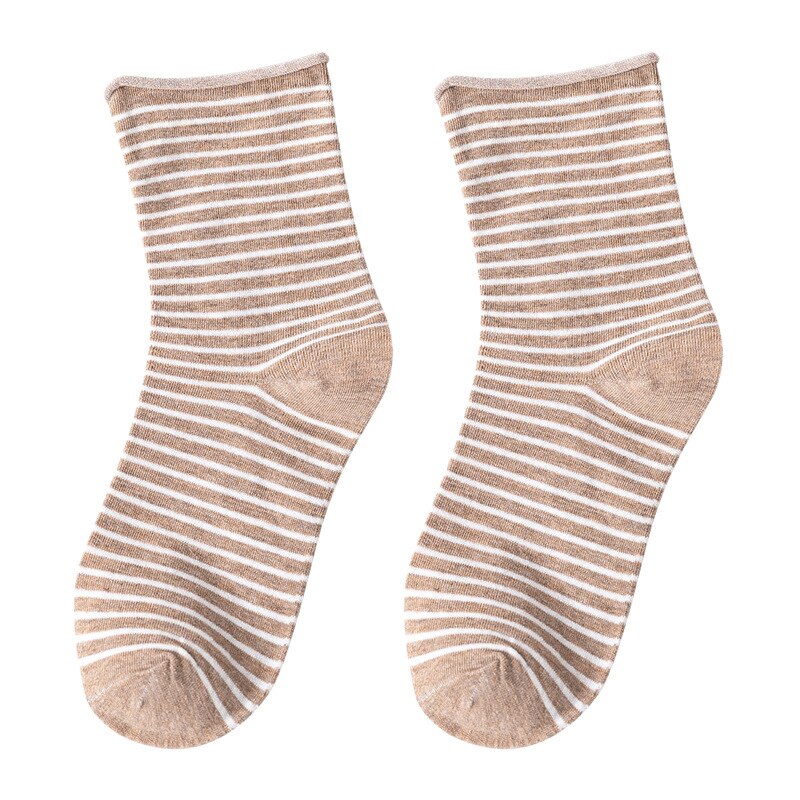 Japanese Harajuku Style Stripe Kawaii Socks Women Autumn Spring Hemming Pink Socks Cotton for Ladies 120601: 02