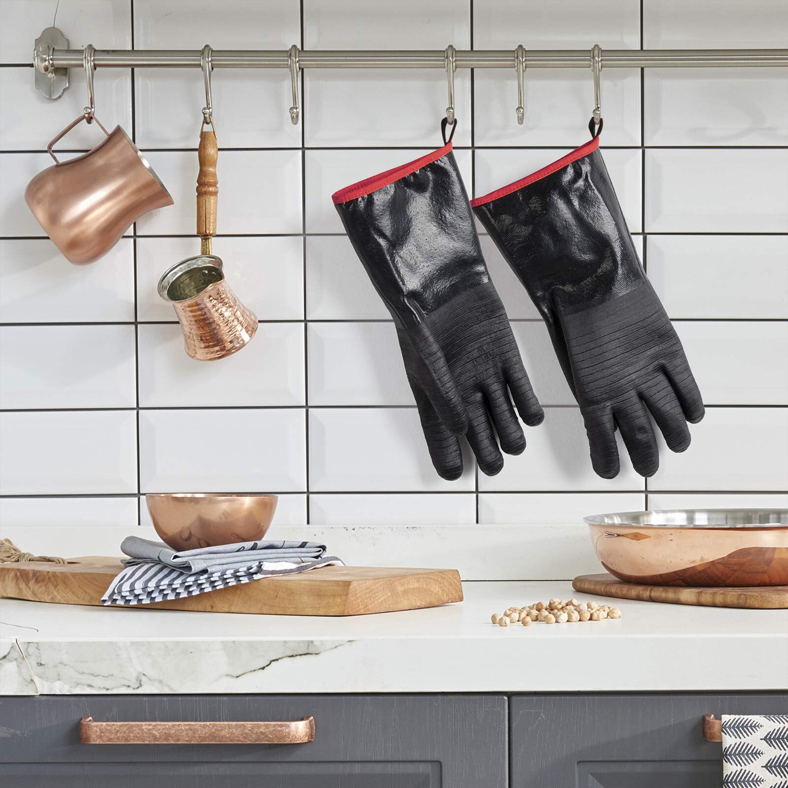 Bbq handsker 14 tommer til håndtering af varm mad lige i din frituregryde 1pc anti-lyse ildfarve hold handsker brandsikre nomex handske