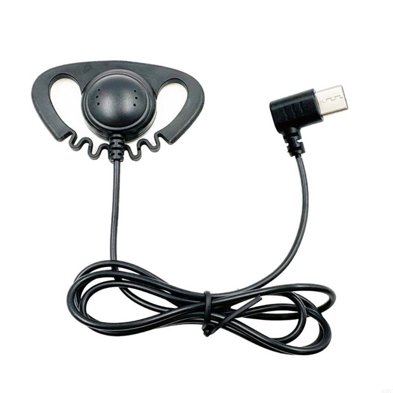 A3PC USB C/3,5 mm Headsets Ohrhörer Ohrhaken Single Earbud Earphone Extension Line: Black