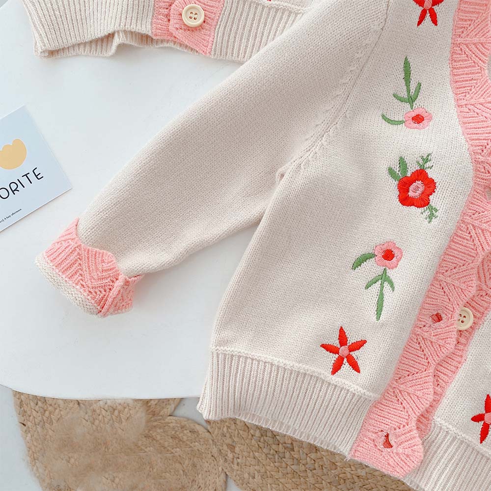 Peuter Meisje Trui Bloem V-hals Gebreide Lente Herfst Kids Vest Prinses Verjaardag Kinderen Kleding