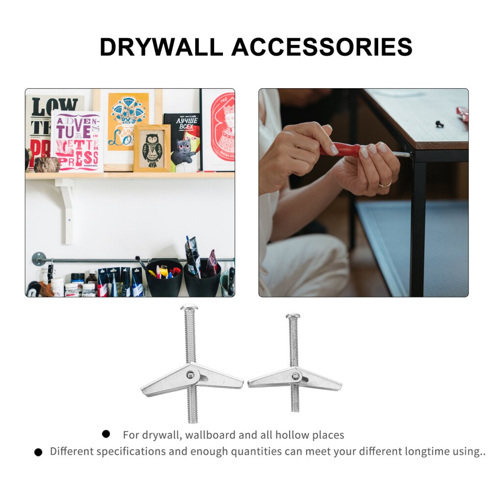 20pcs Toggle Bolts Practical Sturdy Drywall Bolts Hanging Heavy Items Bolt for Indoor