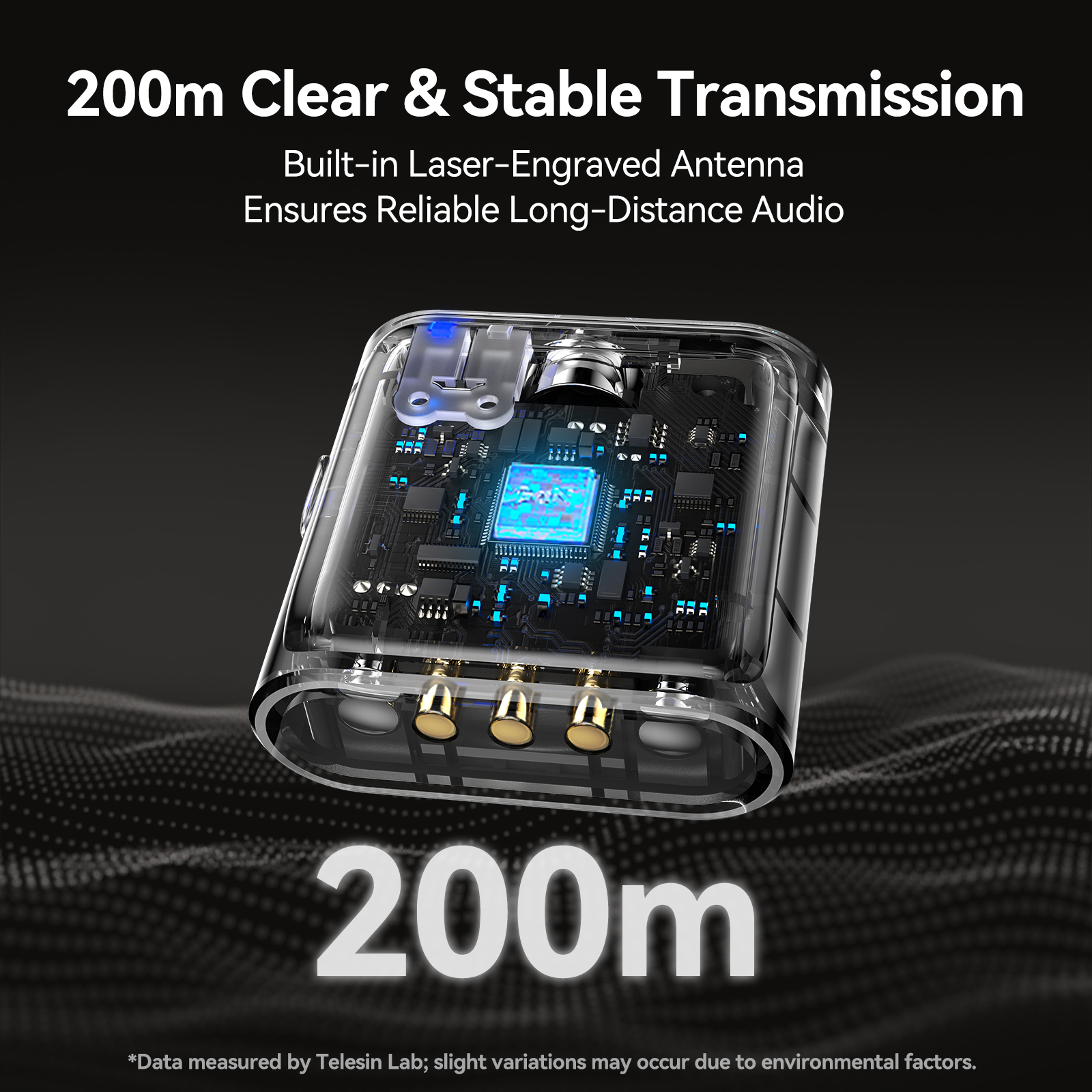 TELESIN Wireless Lavalier Button Microphone 200M Audio Video Live Voice Record Universal Noise reduction Portable Mic For Phone