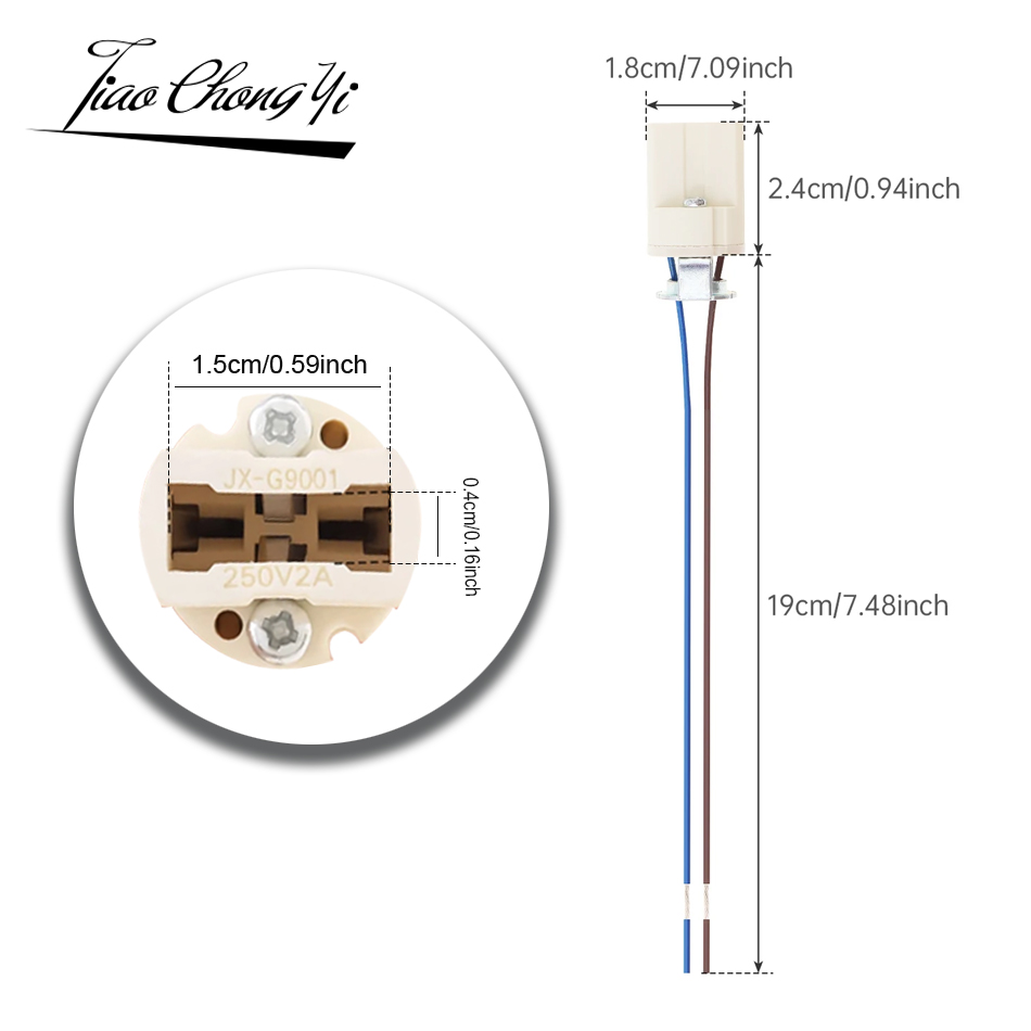 Douille d'ampoule G9, support de Base de lampe en céramique, connecteur de fil de 25cm, lampe halogène Led, Base de support d'ampoule