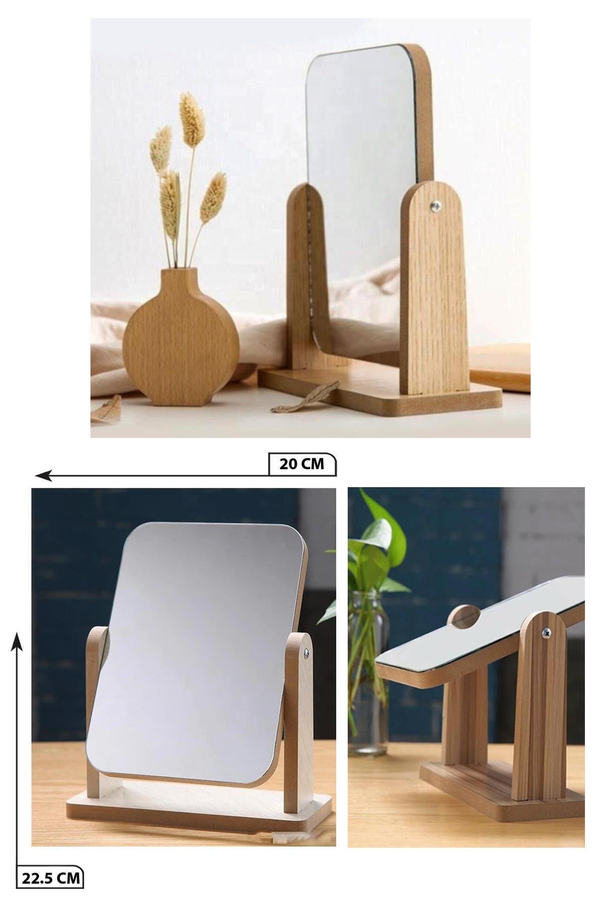 Desktop Wooden Standing Adjustable Mirror 20 cm