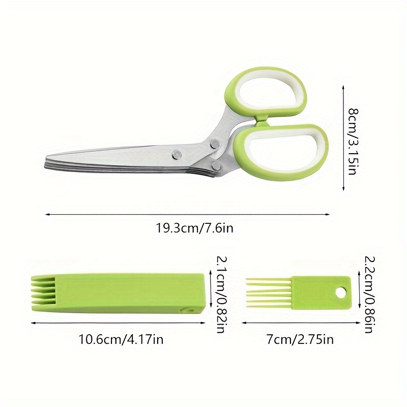 Herb Cutter Scissors 5 Blade Scissors Kitchen Multipurpose Cutting Shear With 5 Stainless Steel Blades & Safety Cover & Cleaning