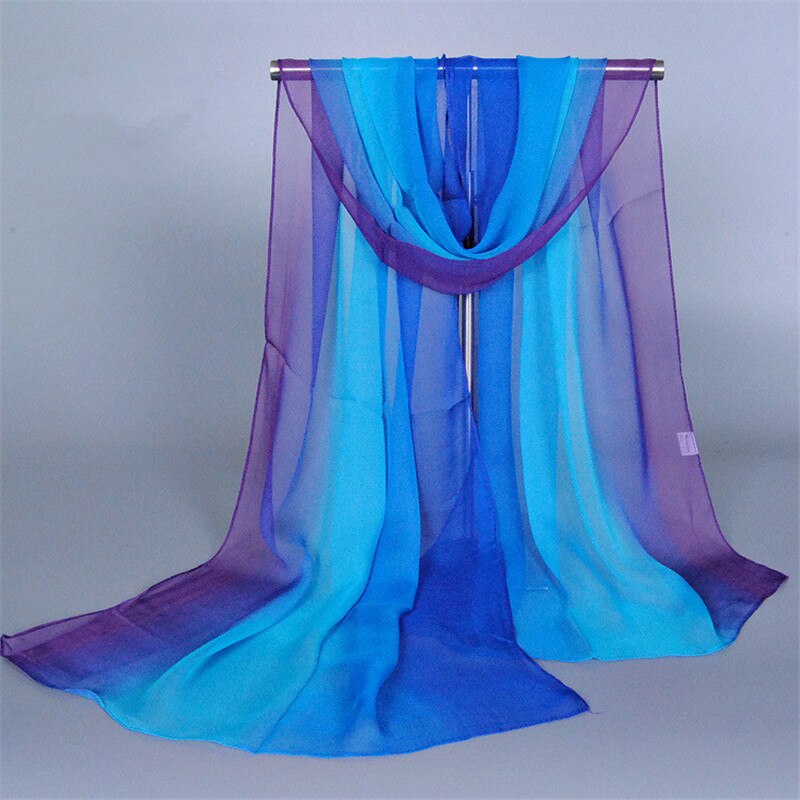 Foulard Hijab en mousseline de soie pour femme musulmane, nouvelle de luxe, châle de couleur dégradée, Poncho, Bandana, à la: 11