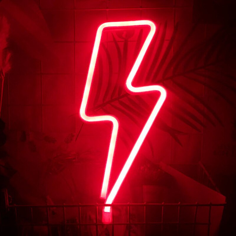 Lightning Led Neon Sign Muur Nachtlampje Usb Batterij Operated Tafellamp Voor Thuis Slaapkamer Party Wedding Decor Kids: Rood