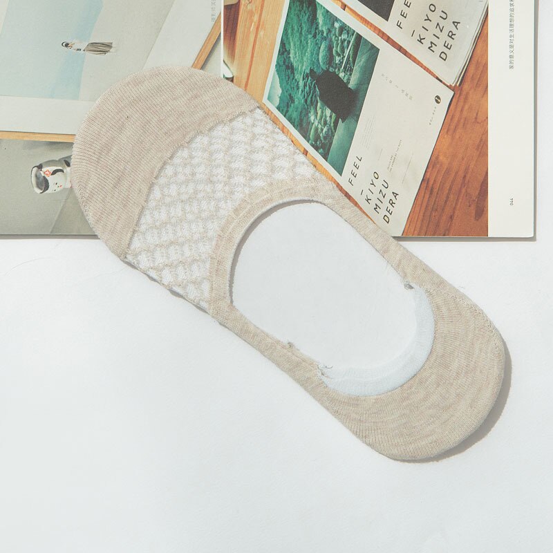 Calcetín zapatillas mujeres verano algodón suave todo-fósforo transpirable sólido mujeres estilo coreano Delgado ocio señoras Simple: khaki