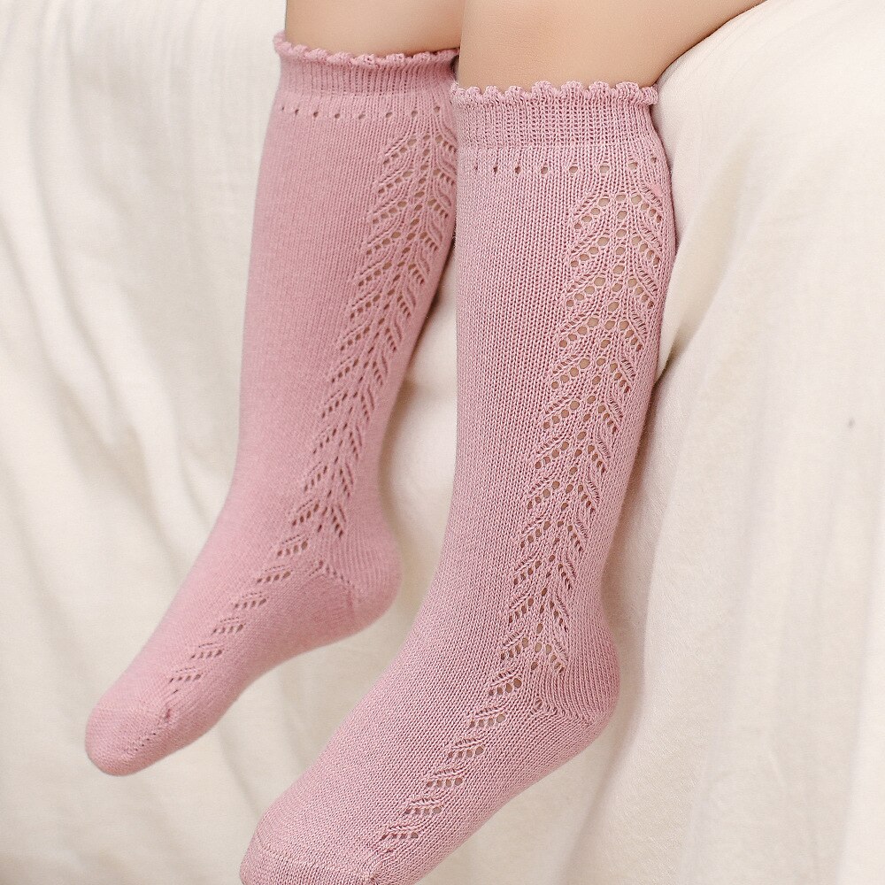 7 kolor dziecko moda dziecko dziewczyna hiszpańnarty styl podkolanówki maluch niemowlę boczne wycięcie skarpetki. Bawełna dzieci księżniczka skarpetki z dzianiny 3T: nagi różowy / 18M-3T