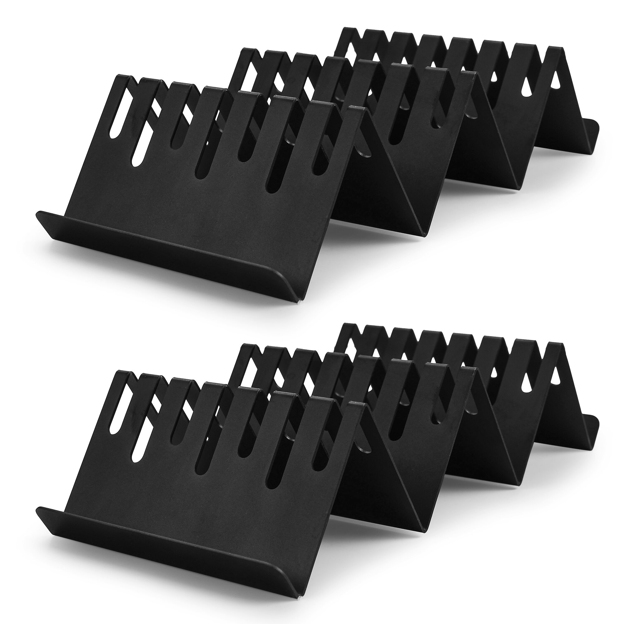 Drawer Knife Holder 2PCS Set Stainless Steel Kitchen Organization Black Color W Shape Knife Block Stand Save Space Cooking Tools: Default Title