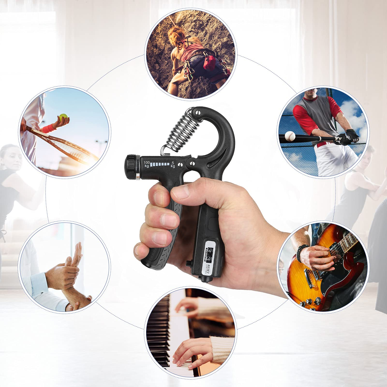 R-förmiger Federgriff, professionelle Handgelenkstärke, Arm, Muskel, Finger, Rehabilitation, Ausbildung, ÜSpund, Fitnessgeräte
