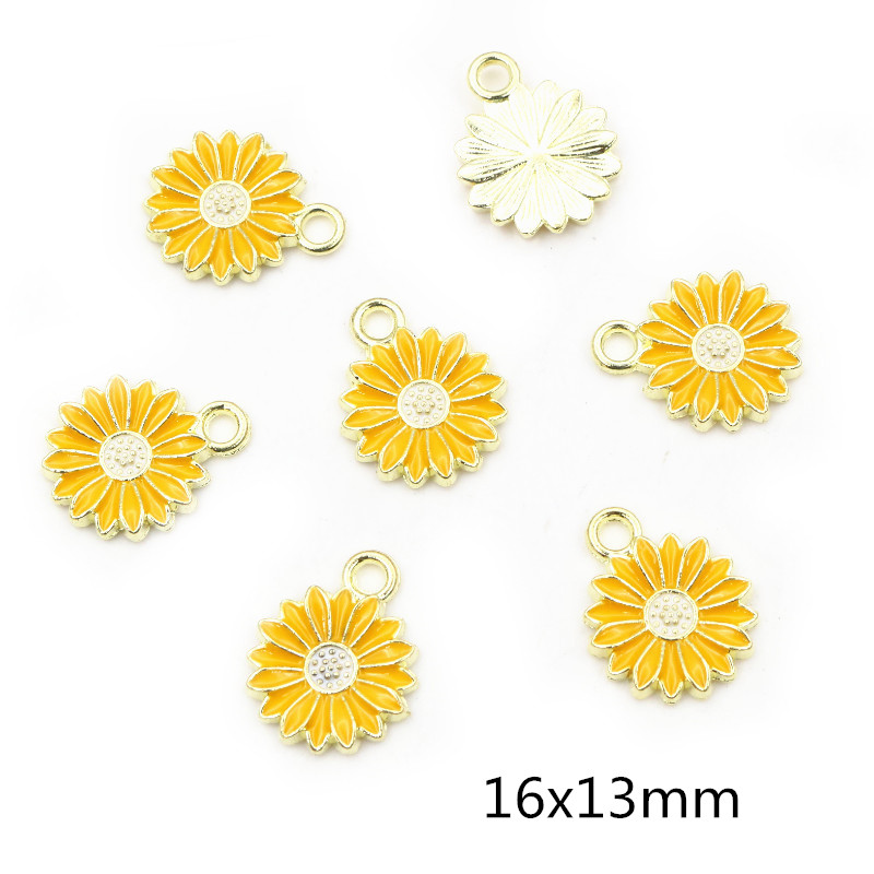 20Pcs 7-Kleuren Legering Metal Olie Colorblock Madeliefjes Charme Bloem Hanger Voor Diy Armband Ketting Sieraden Maken bevindingen: Blue White Zinc Plated