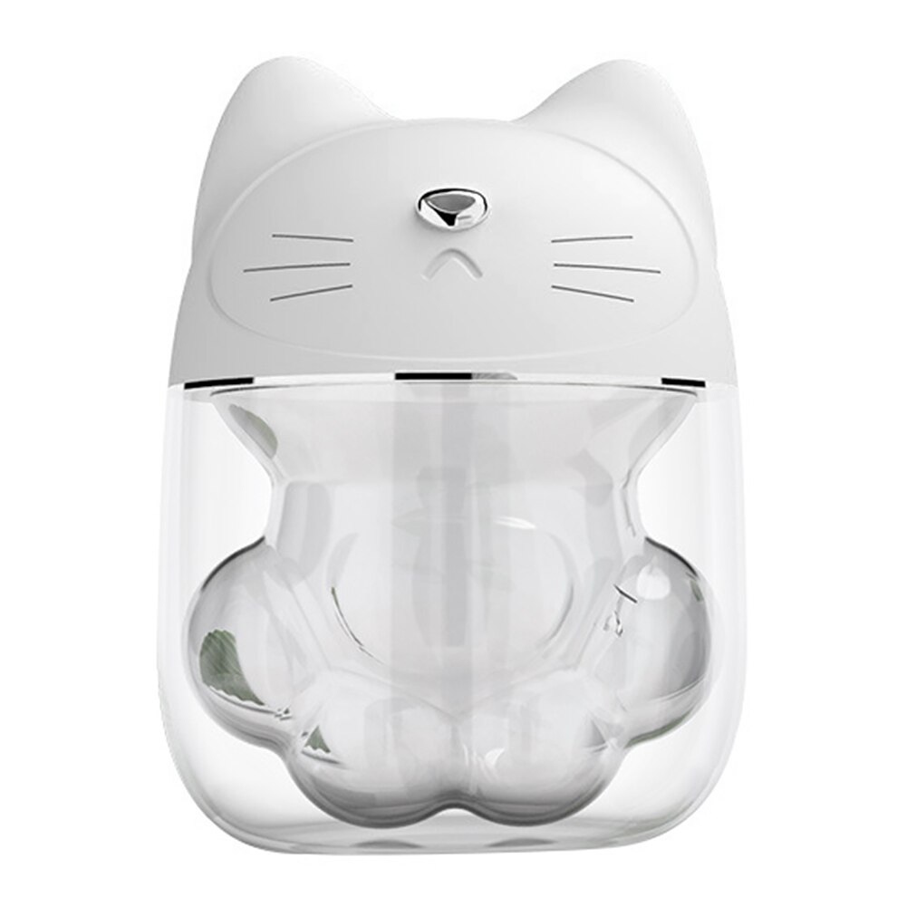 Mini bærbar rejse aromaterapi diffuser desktop natlys 3 in 1 bil luftfugter tåge maker soveværelse usb forbindelse kat form: Hvid