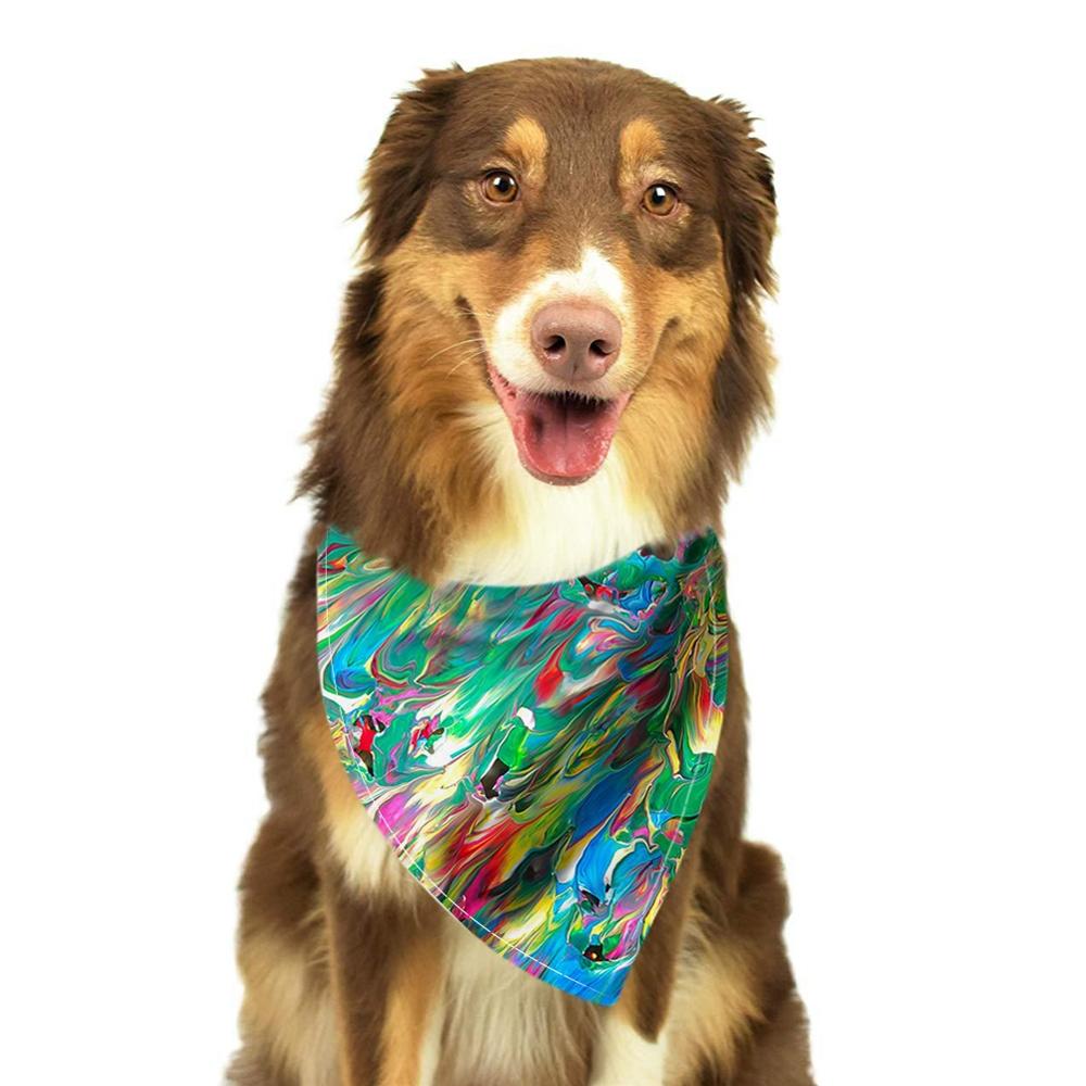 Akvarell maling kjæledyr skjerf for hund vaskbart sløyfebånd bandana halsbånd katt hund skjerf tilbehør: G / 48 x 48 x 68cm