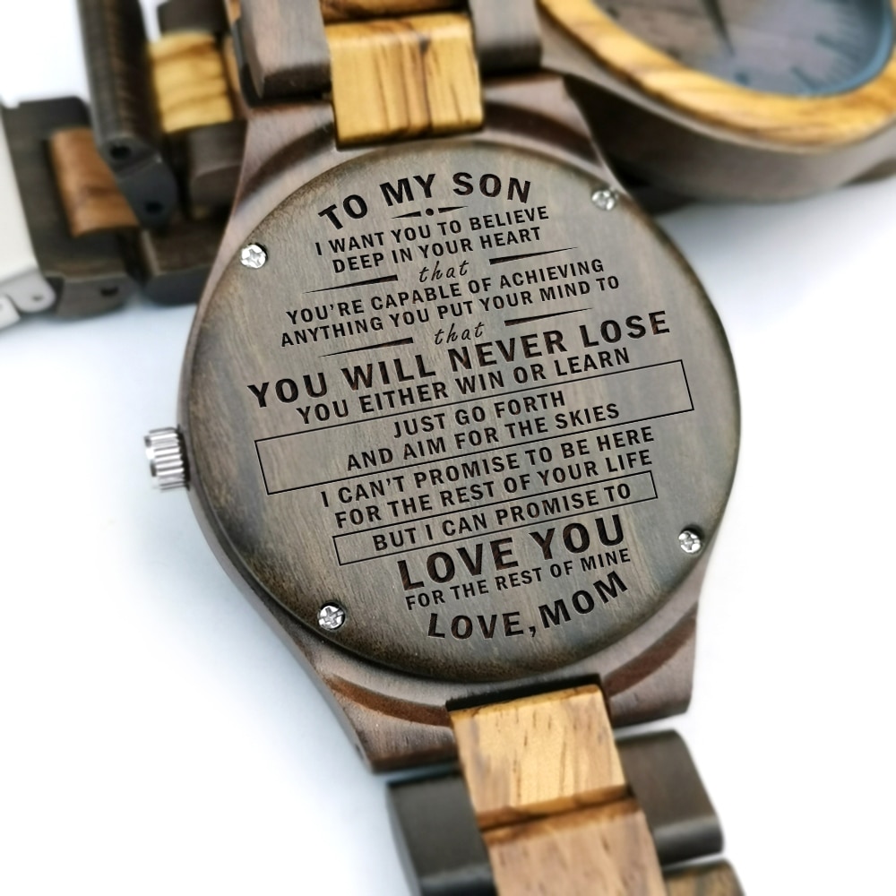 Aan mijn zoon - je bent in staat om alles te bereiken als je je er maar op richt houten gegraveerd horloge gegraveerd heren sandelhout horloge