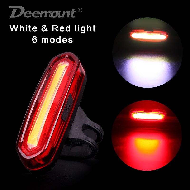 Deemount 100 LM Rechargeable COB LED USB Mountain Bike Tail Light Taillight MTB Safety Warning Bicycle Rear Light Bicycle Part