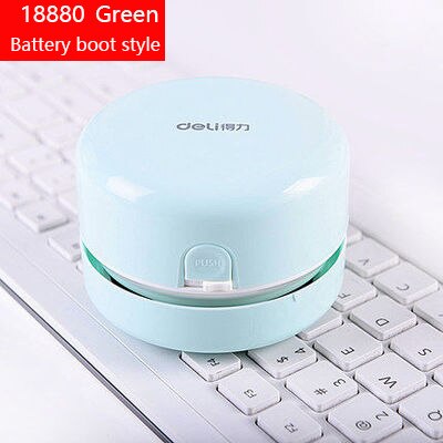 Deli 18880 Desk Set Portable Desktop Cleaner Mini Desk Vacuum Cleaner for School Classroom School Office Supplies: 18880Green