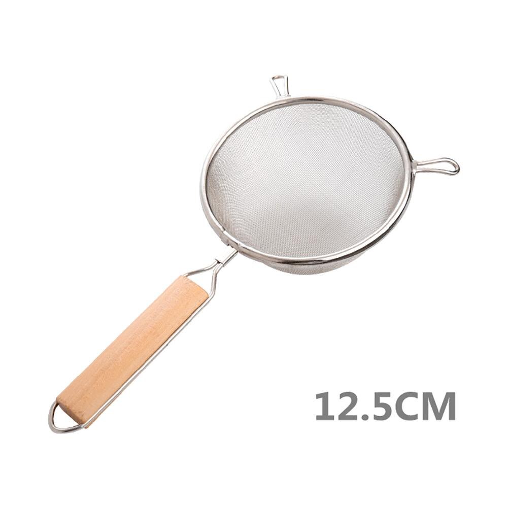 Wooden Handle Frying Food Oil Stainless Steel Screen Mesh Strainer Flour Sifter Sieve Filter Colander Skimme Kitchen Tools: 125mm
