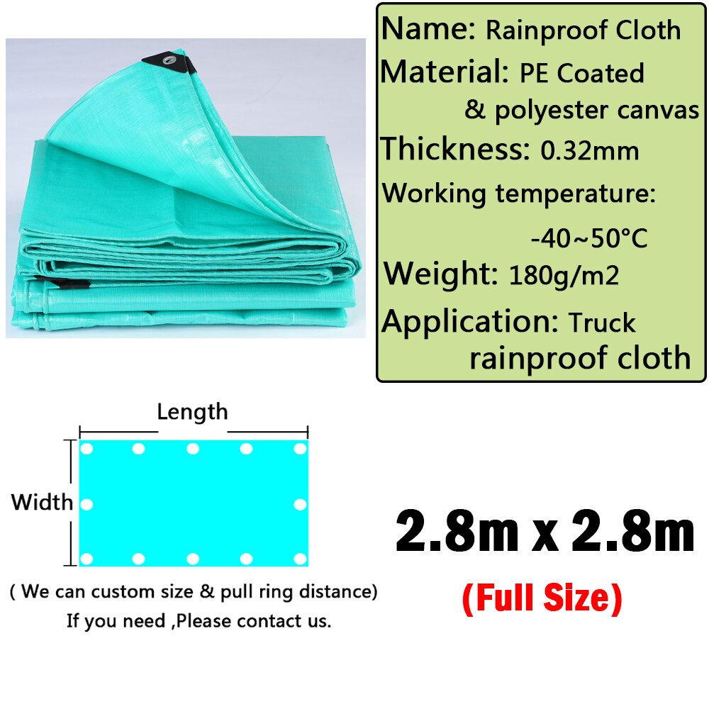 Hi PE Rainproof Cloth Truck Car Tarpaulin Outdoor Canopy Tent Waterproof Cloth Cargo Pile Rainproof Canvas Sunshade Net: 2.8X2.8M
