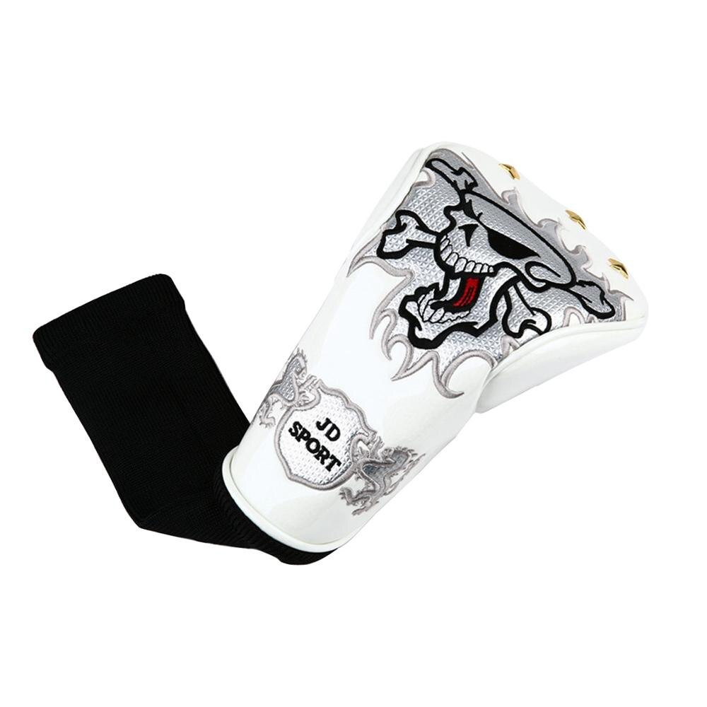 1pc Golf Club Driver Head Cover PU Leather with Skull Pattern Headcover for Driver: White