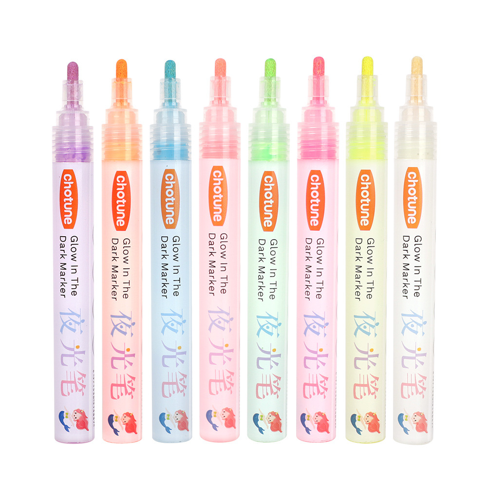8 Farben fluor zierende Stifte Text marker bunte Farbe Stift leuchten im Dunkeln hell diy leuchtenden Markierung stift Bastel stift zum Zeichnen