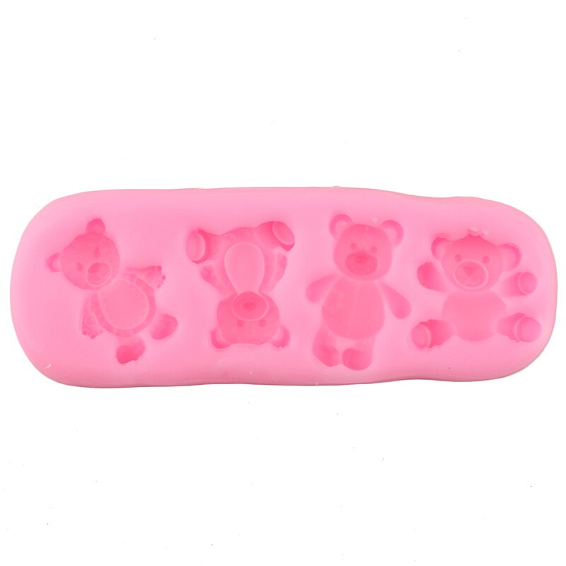 3D Cute Bear Silicone Mold Chocolate Candy Polymer Clay Molds DIY Baby Birthday Cupcake Topper Fondant Cake Decorating Tools