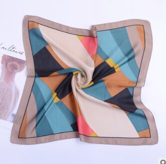 53 x 53 geometritryck flygvärdinna tryck dam siden twill halsduk satin fyrkantig slips dam foulard femme handduk bufanda sjal: 3