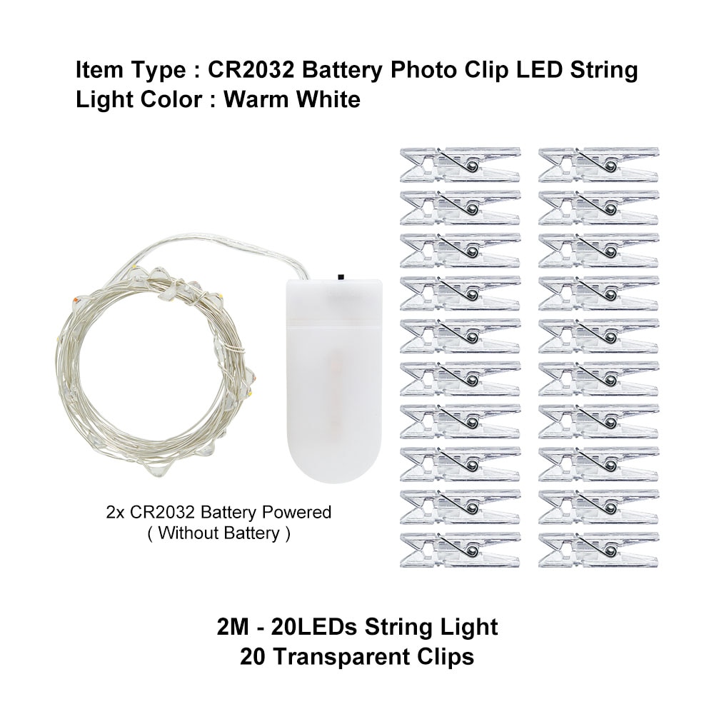 2m 5m 10m LED Garland Photo clip string lights powered by Battery USB fairy light Wedding Party lighting Home Decoration