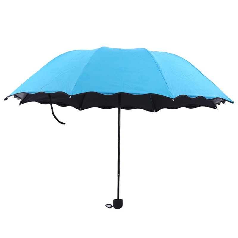 Señora nueva, sombrilla de princesa mágica, cúpula de flores, sombrilla plegable para el sol/La lluvia, paraguas transparente para mujeres, paraguas de latón, nudillos para mujeres: blue