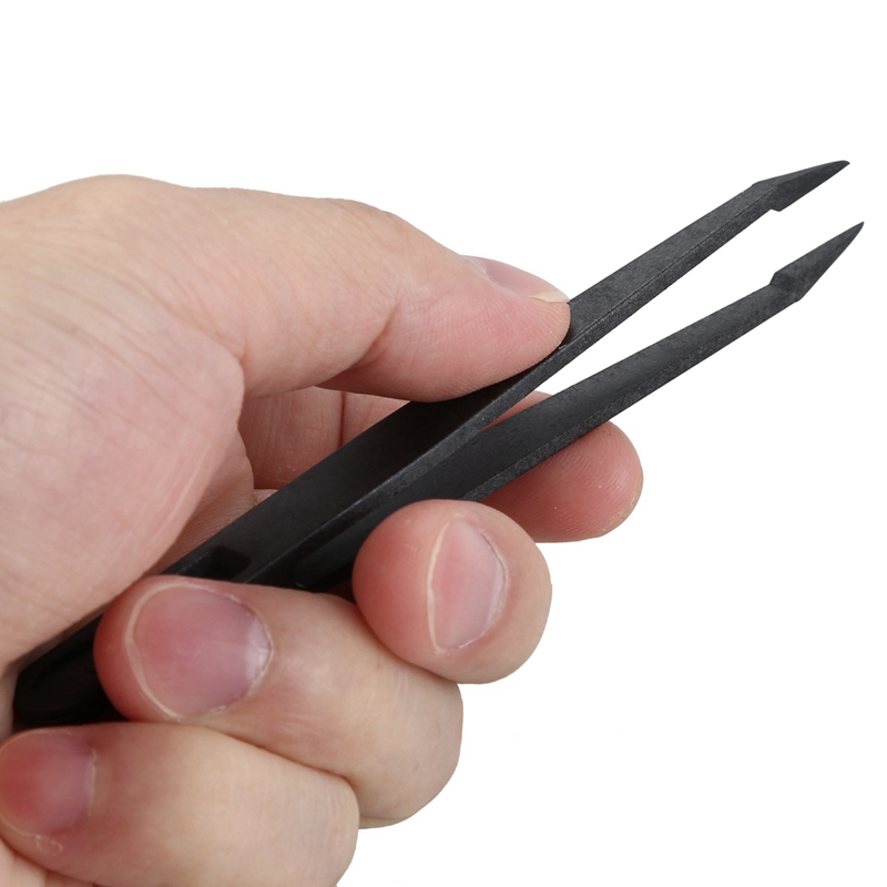 4 Stuks 3Mm Ponsen Gereedschap Voor Leer Ambachten 1 + 2 + 4 + 6 Tips &amp; 10 Pcs zwart Plastic Tip Hoofd Anti Statische Pincet 12Cm Lengte