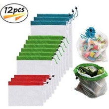 Reusable Produce Bags 12/9/3PCS Fruit Stitching Mesh Bag Nylon Mesh Bags For Fruit Vegetable Grocery Shopping Stitched Mesh Bag