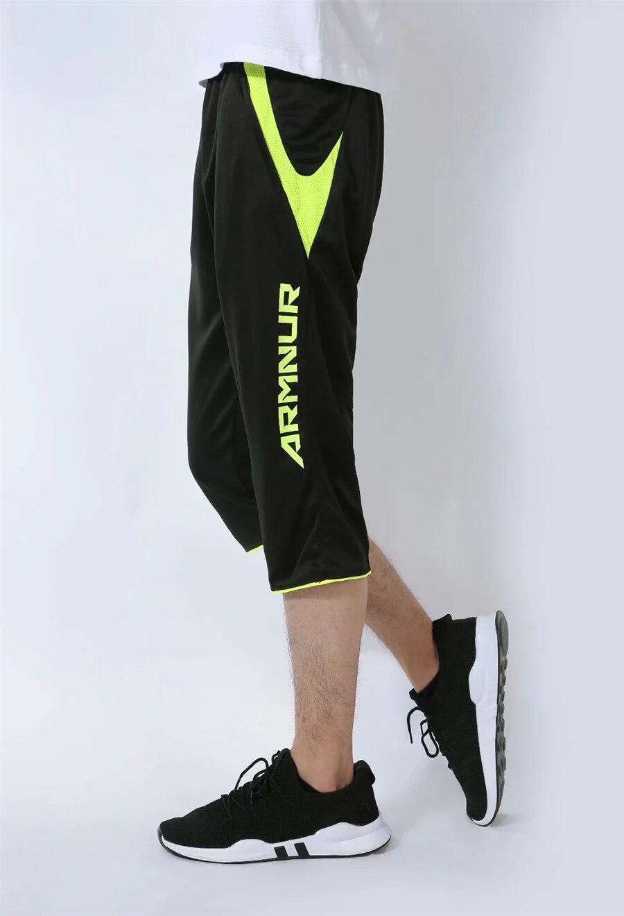 3/4 Men's Football Training Pants Sports Running Jogging Trousers Gym Fitness Soccer Training Pants Slim Football Training Pants: 7083 black green / L