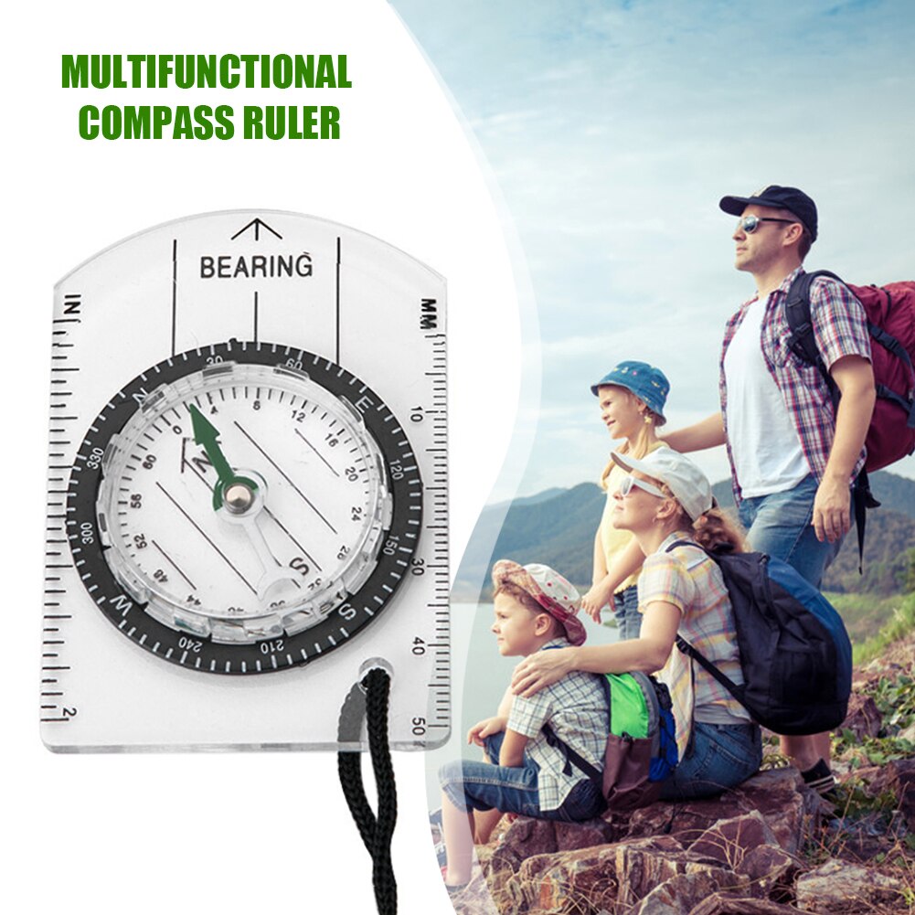 Compass Map Scale Ruler Hiking Survival Guide Tools Travelling Multifunctional Outdoor Camp Easy Carrying Portable Parts