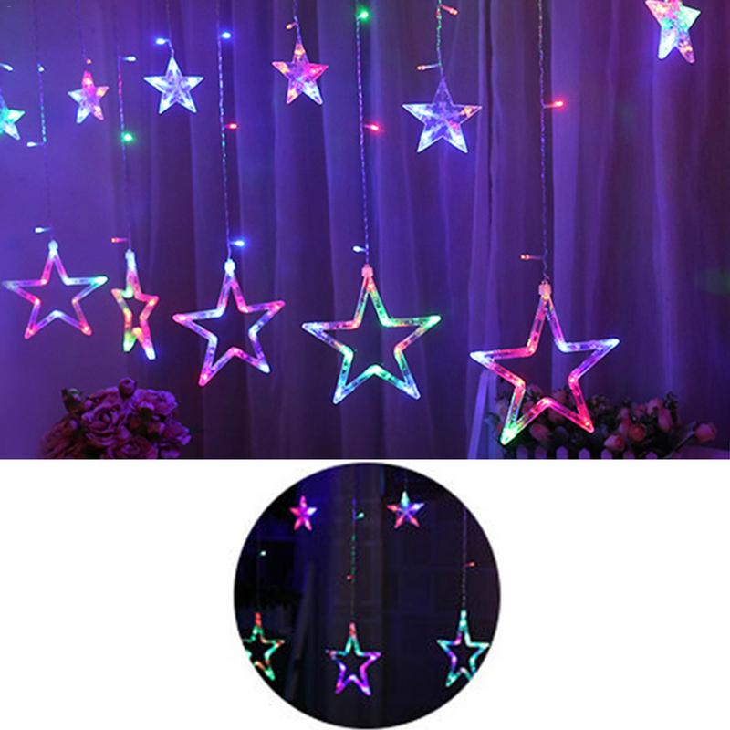 2.5m LED Star String Lights Gordijn Twinkle Verlichting Voor Home Party Bruiloft Verjaardag Kerst Decor Plug Operated Kerstverlichting: Colorful Light