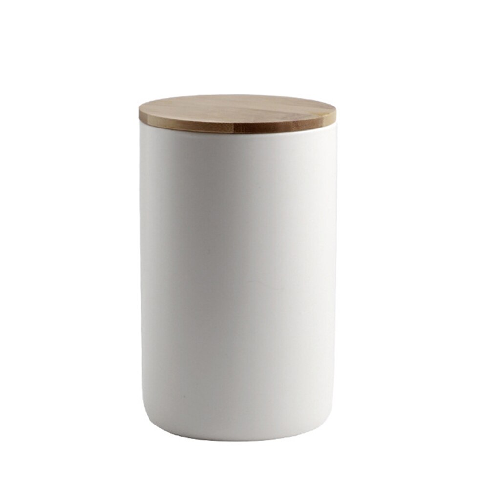 Keramiske redskabsopbevaringsbeholdere crock kaffebeholder med låg til mad tørre varer køkken smr 88: Hvid m