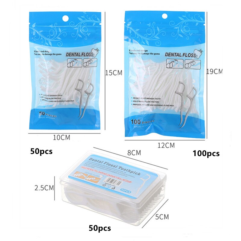 50/100 Pcs Bow Shape High Tension Dental Flosser Interdental Cleaning Tool Ultra-fine Flossing Teeth Stick Toothpicks Oral Clean