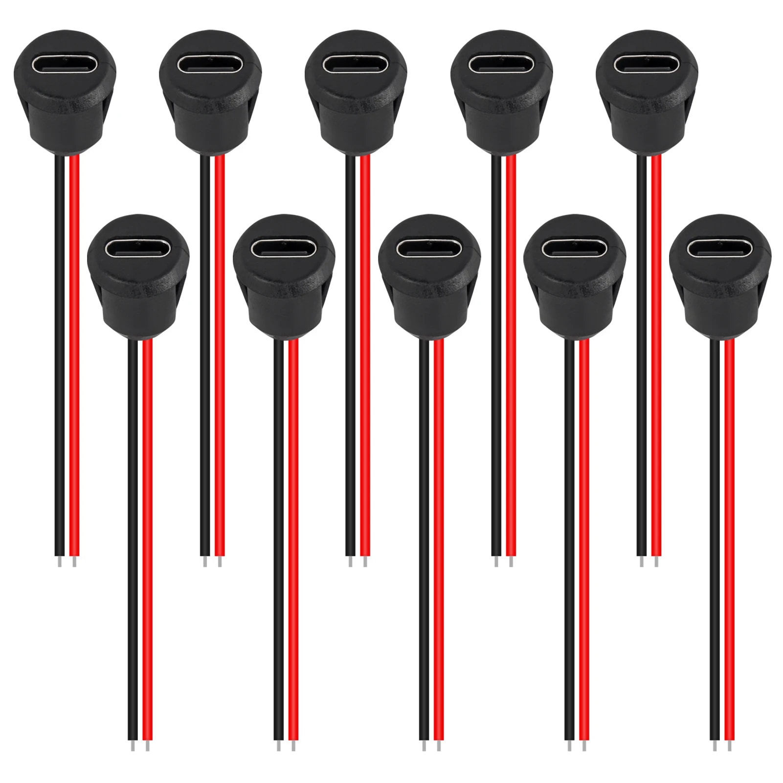 Conector USB tipo C hembra de 2 pines, resistente al agua, con enchufe hembra, puerto de carga de carga rápida, enchufe de cargador USB-C, 5 uds.