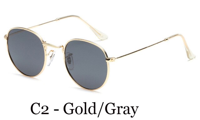 Lvvkee metalliset retro pyöreät aurinkolasit naisten klassiset hd polarisoidut aurinkolasit miehille ajo oculos de sol naaras: C2