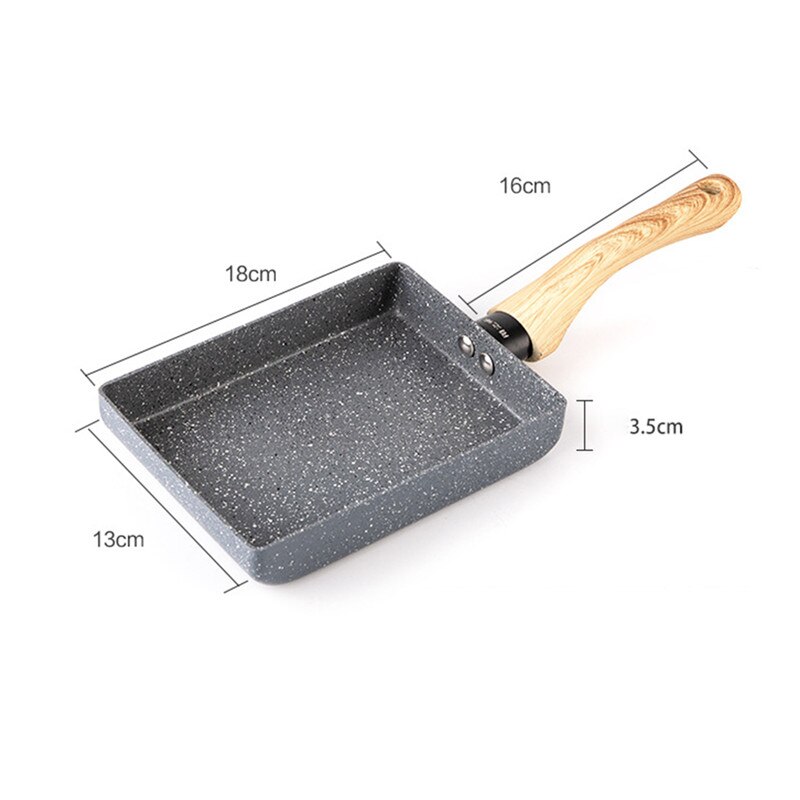 Non-stick Rookloze Omelet Pan Tortilla Omelet Pan Pannenkoek Rechthoekige Keuken Wok Koken Bakken Kookgerei: 18x15cm / gray