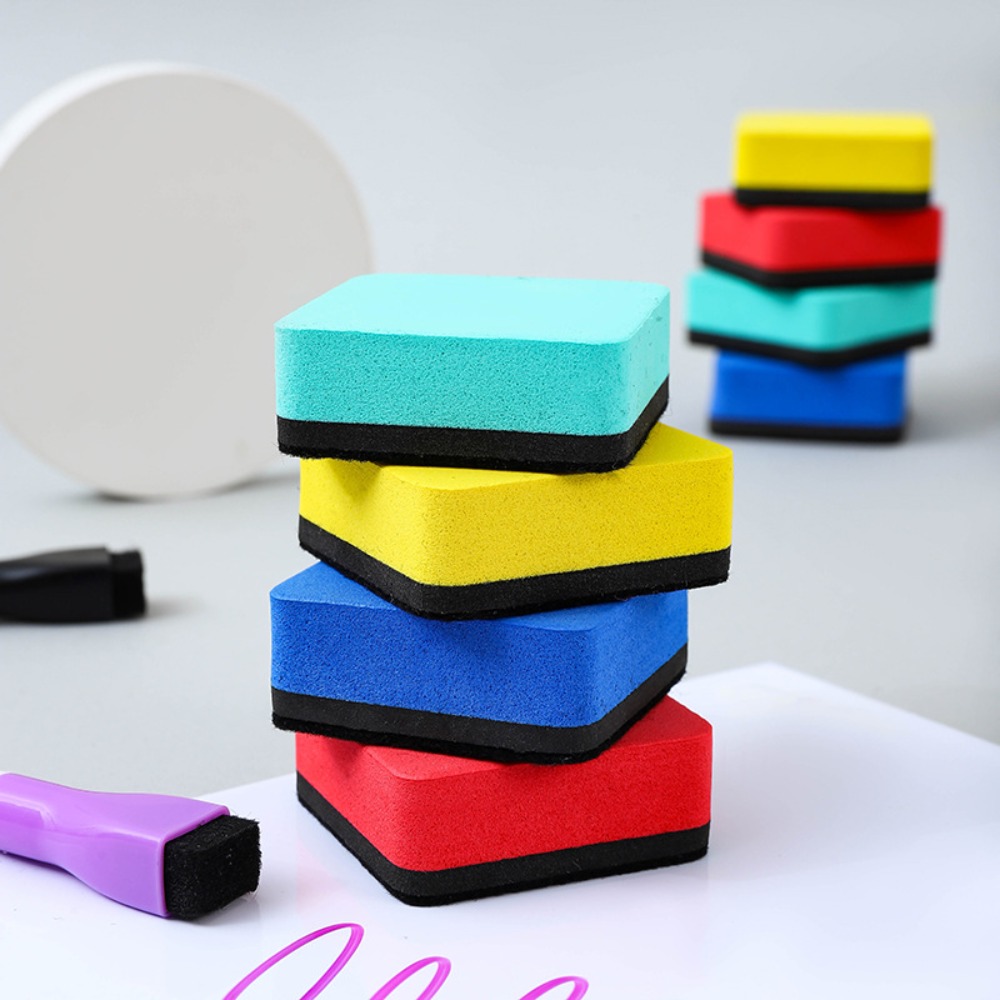 2 stuks duurzame magnetische whiteboard gum vierkante tweekleurige schoolbordreinigers EVA vilt schoolbord veeg kinderen