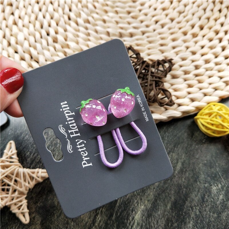Leuke Sparkling Aardbei Bb Clips Kids Haarspelden Kinderen Hoofddeksels Baby Clips Hoofdtooi Elastische Haarbanden Meisjes Accessoires: GRIJS