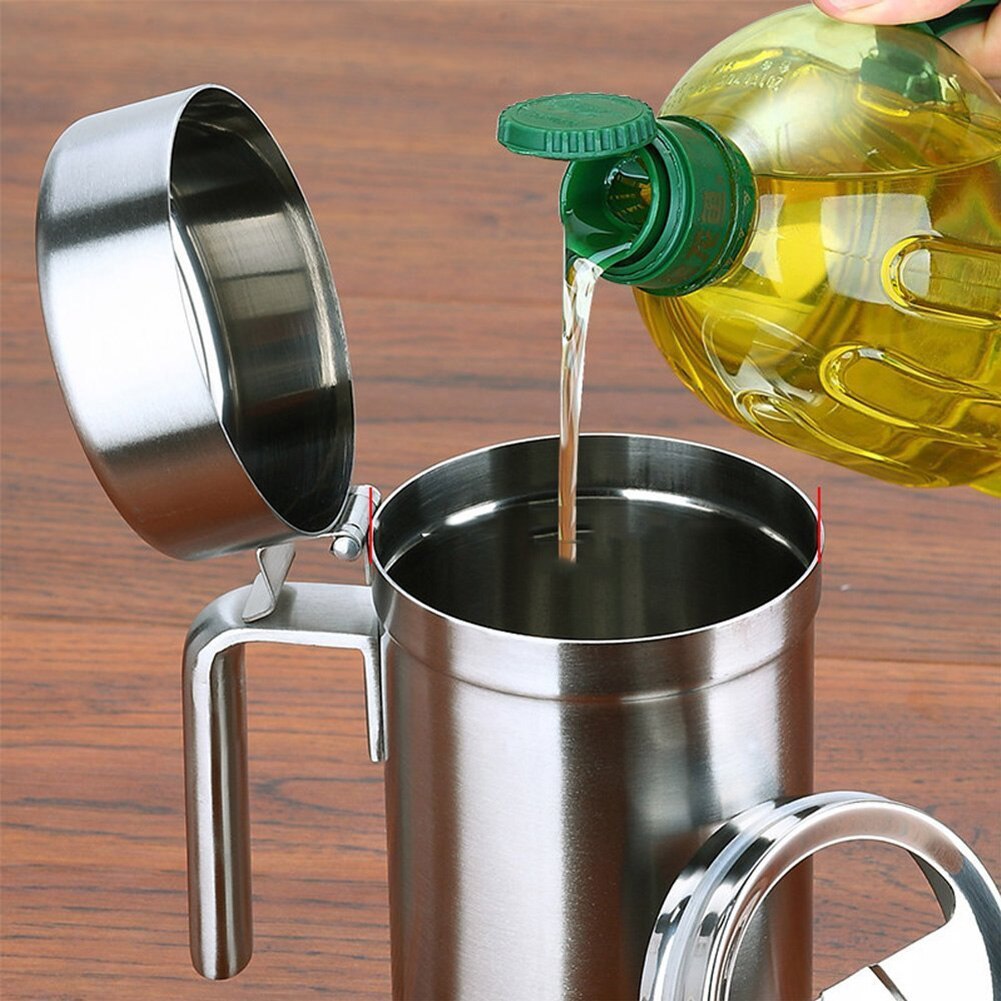 Rostfritt stål kök olivolja sås dispenser läckagesäker förvaring burk pott kit rostfritt stål användarvänlig oljebehållare