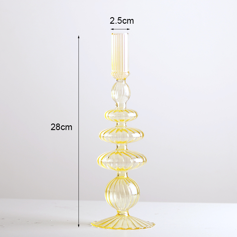 Portavelas de cristal para decoración de boda, candelabro de Color hecho a mano, florero, centro de mesa, decoración nórdica Vintage para el hogar: Azul